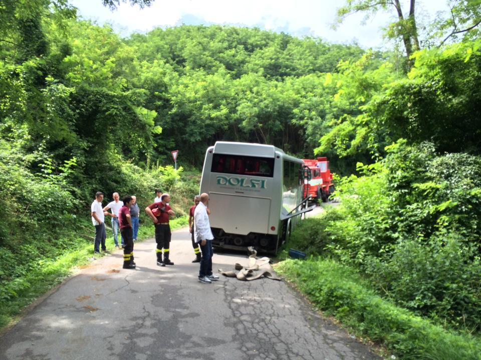 Svizzera Pesciatina Pullman Con Turisti Finisce Fuori Strada A