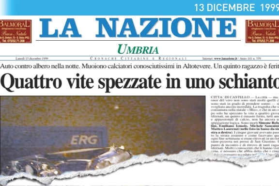 La prima pagina de La Nazione Umbria del 13 dicembre 1999