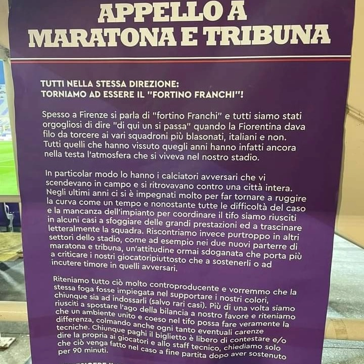 L'appello della Curva Fiesole