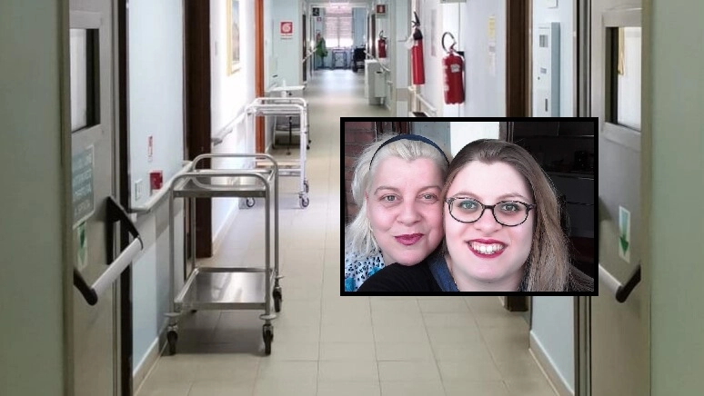 Un ospedale. Nel riquadro, Cristina Fioretti con la figlia Ylenia Cavallini morta a 28 anni