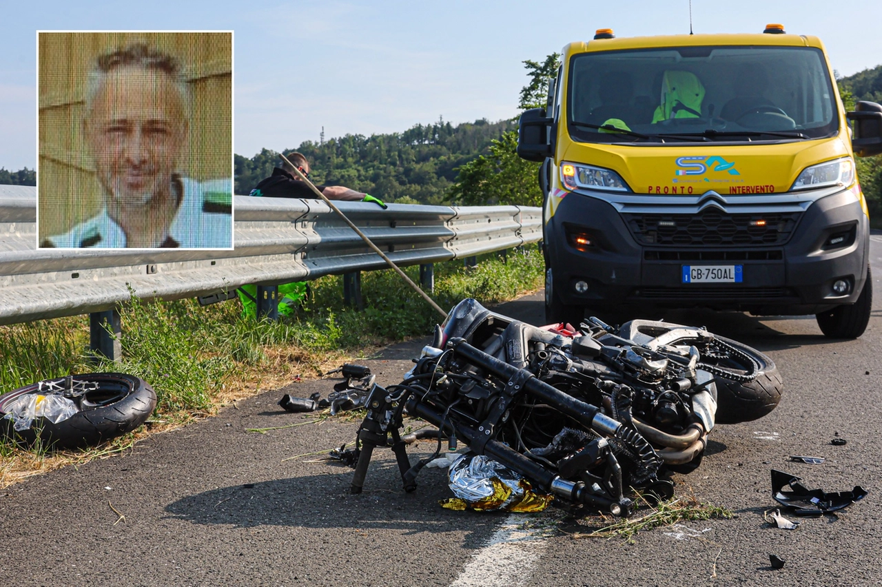 Nel riquadro Andrea Vitiello. Nella foto grande la scena dell'incidente (Fotocronache Germogli)