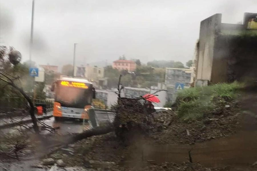 Frana a Genova in zona Sant'Eusebio