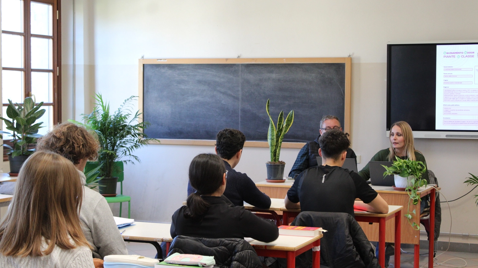 Un'aula dell'agrario diventata verde