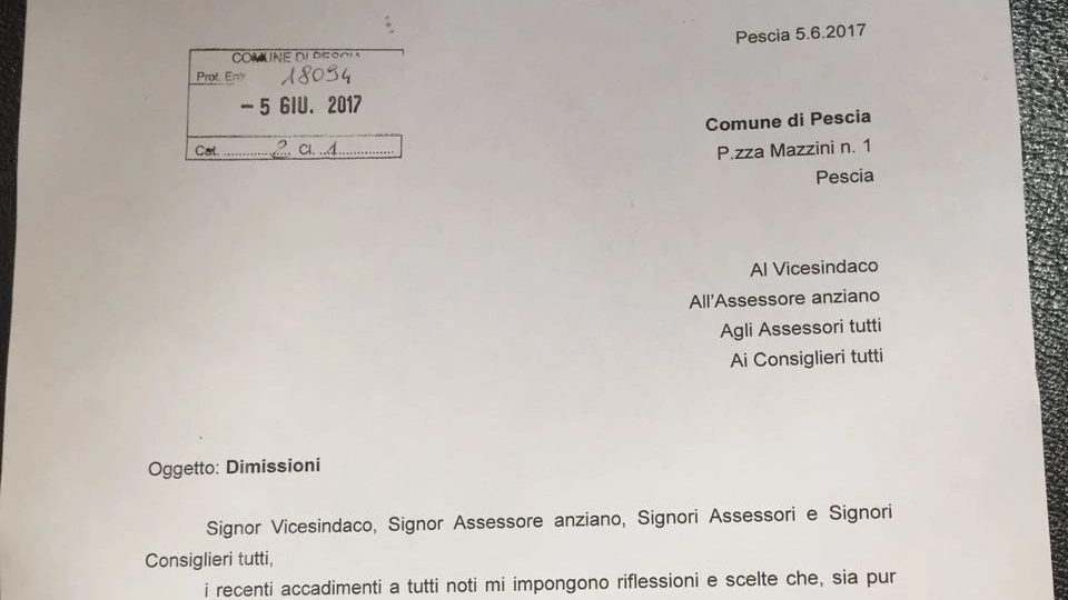 La lettera di dimissioni