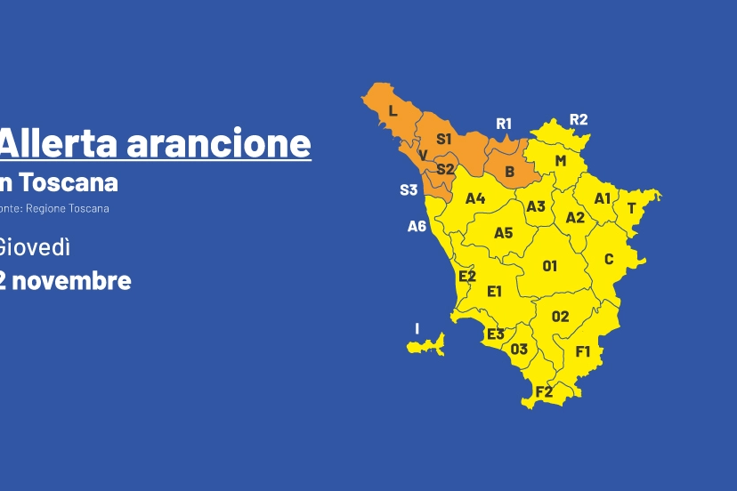 Nuova allerta arancione per il nord della Toscana nella giornata del 2 novembre. Allerta gialla nel resto della regione