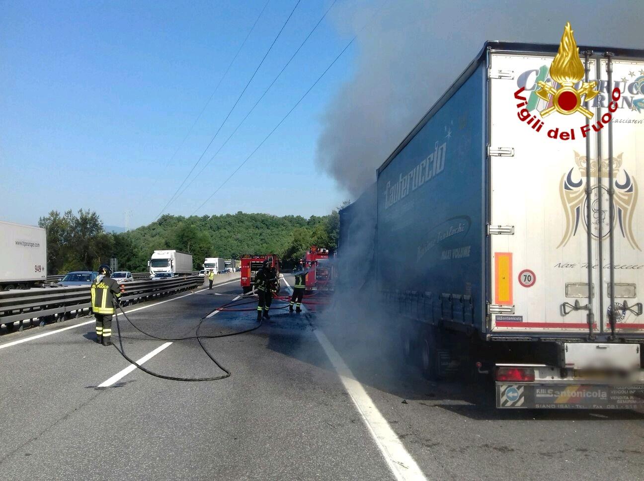 Camion Carico Di Carta A Fuoco Sulla A1, Traffico In Tilt / FOTO