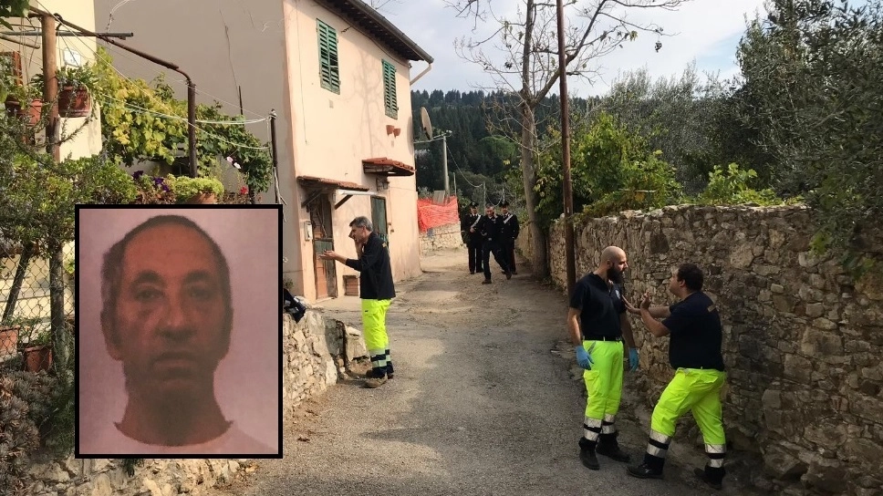 Il luogo del delitto (foto Germogli) e, nel riquadro, l'assassino, Fabrizio Barna