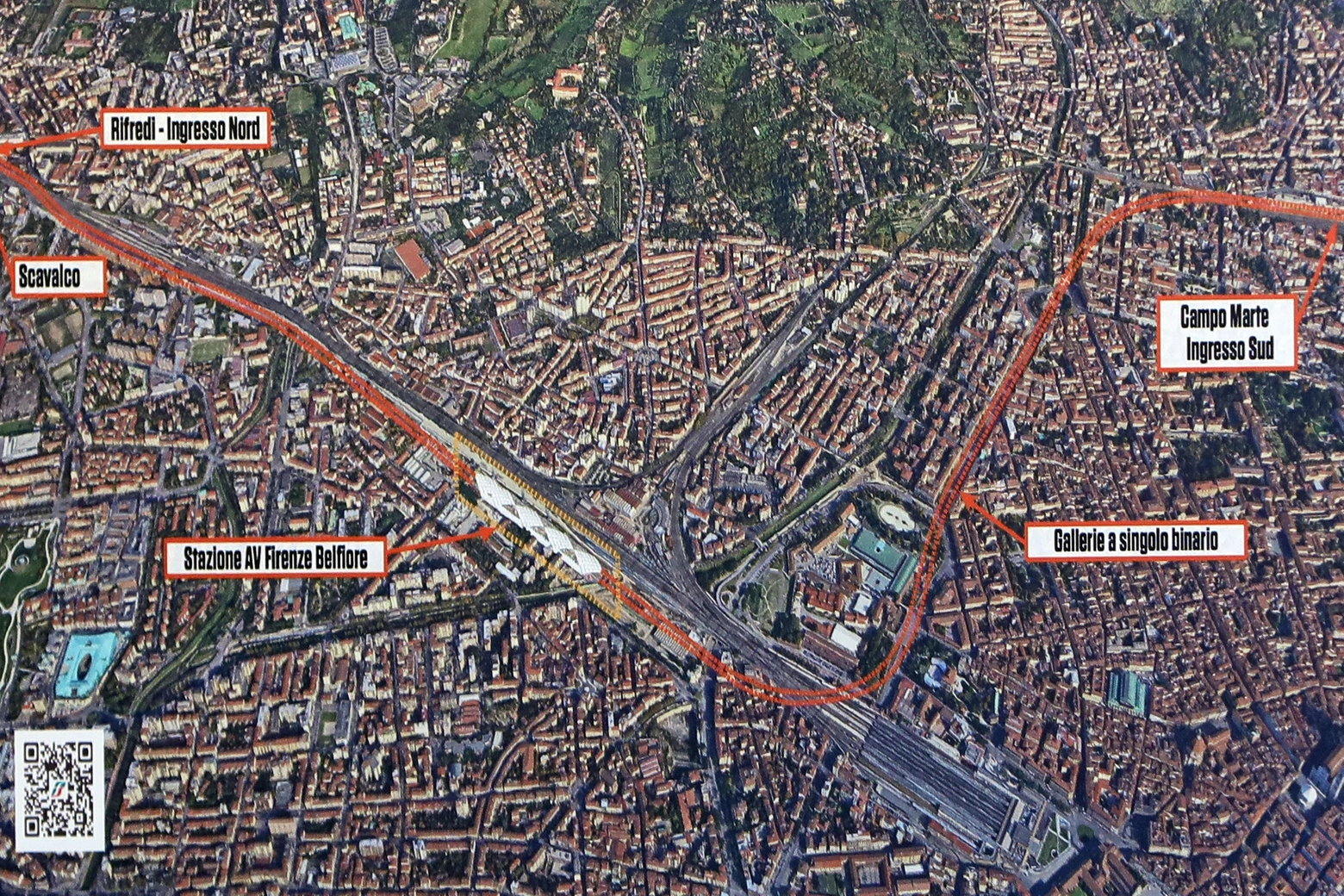 Il tracciato dell'Alta Velocità a Firenze