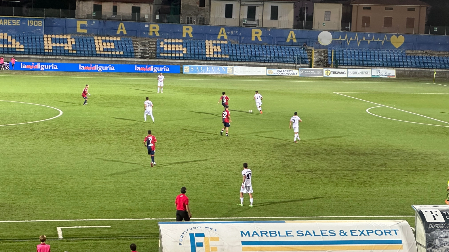 Un momento del match tra Sestri Levante e Lucchese