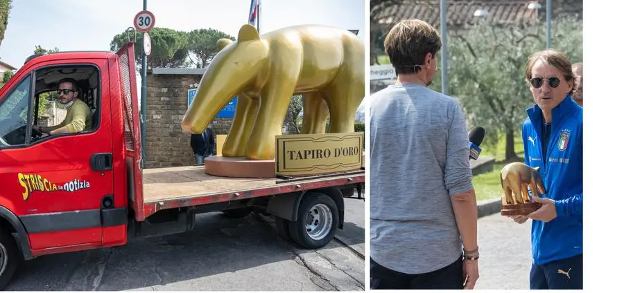 Tapiro d'oro a Mancini: versione gigante del premio dopo il ko con