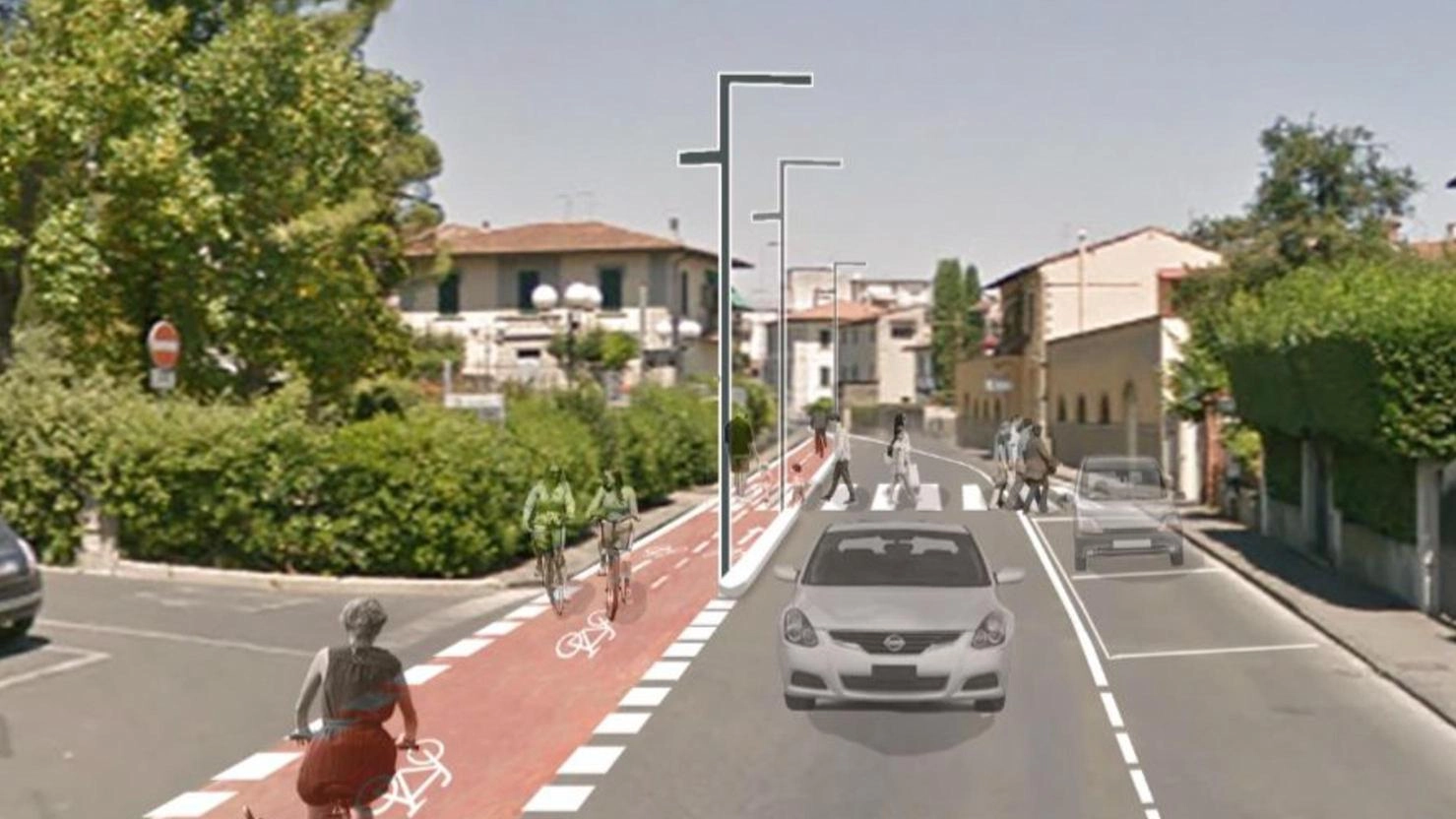 Posti auto, piste ciclabili e attraversamenti. Il nuovo volto della centralissima via Roma