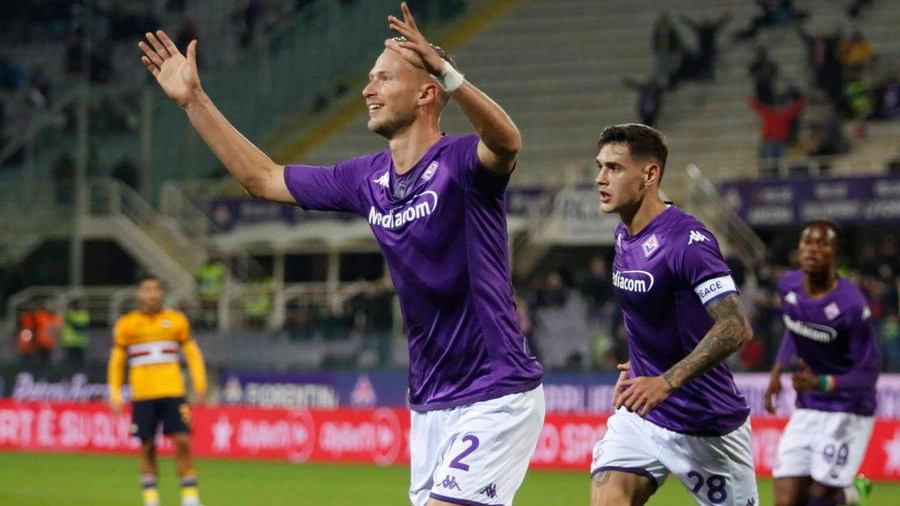 Fiorentina-Sampdoria, Barak esulta (Foto Germogli)