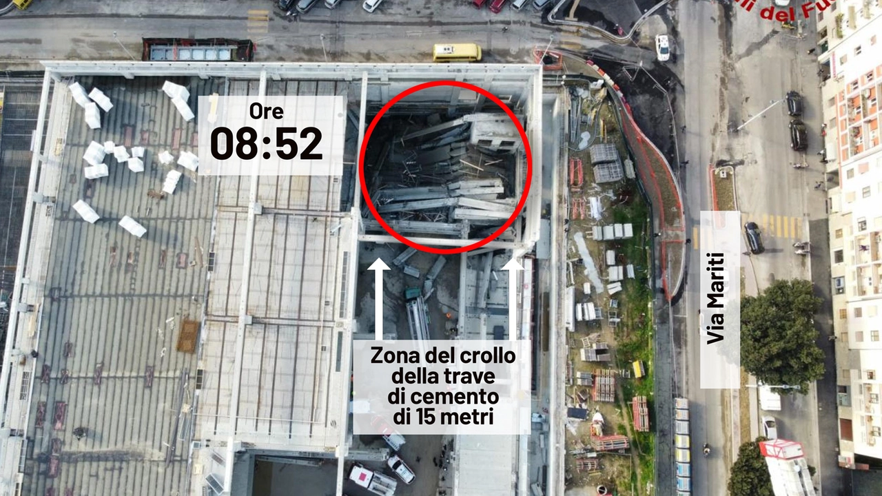 La mappa del cantiere Esselunga di via Mariti, dove nella mattina di venerdì 16 febbraio 2024 è avvenuto il crollo