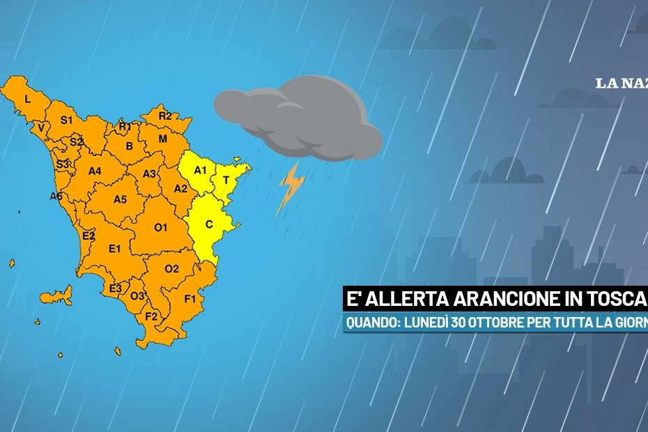 Scatta nuova allerta arancione in Toscana lunedì 30 ottobre