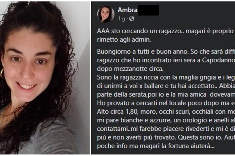 Ambra e l'appello sui social per trovare il ragazzo conosciuto a Capodanno