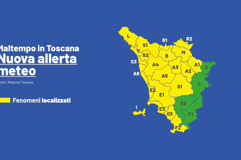 Maltempo in Toscana, nuova allerta meteo