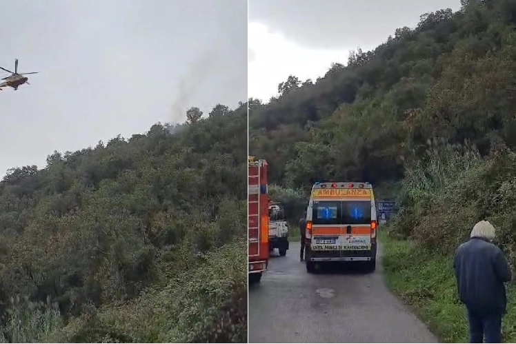 Il luogo dell'incidente e il fumo nella vegetazione