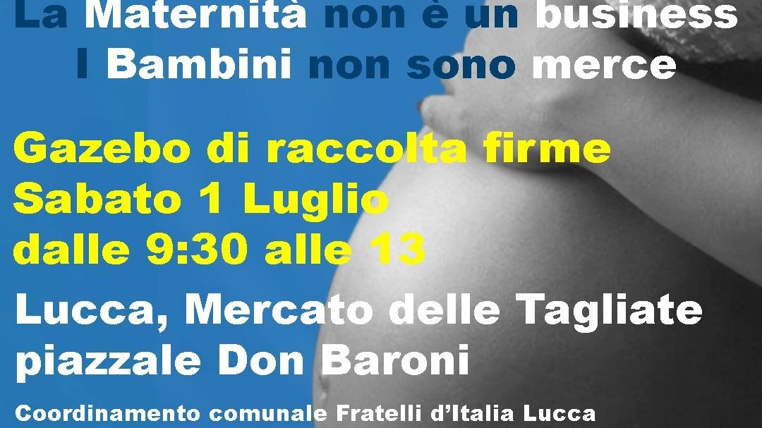 Fratelli d'Italia lancia raccolta firme contro l'utero in affitto, appuntamento a Lucca.