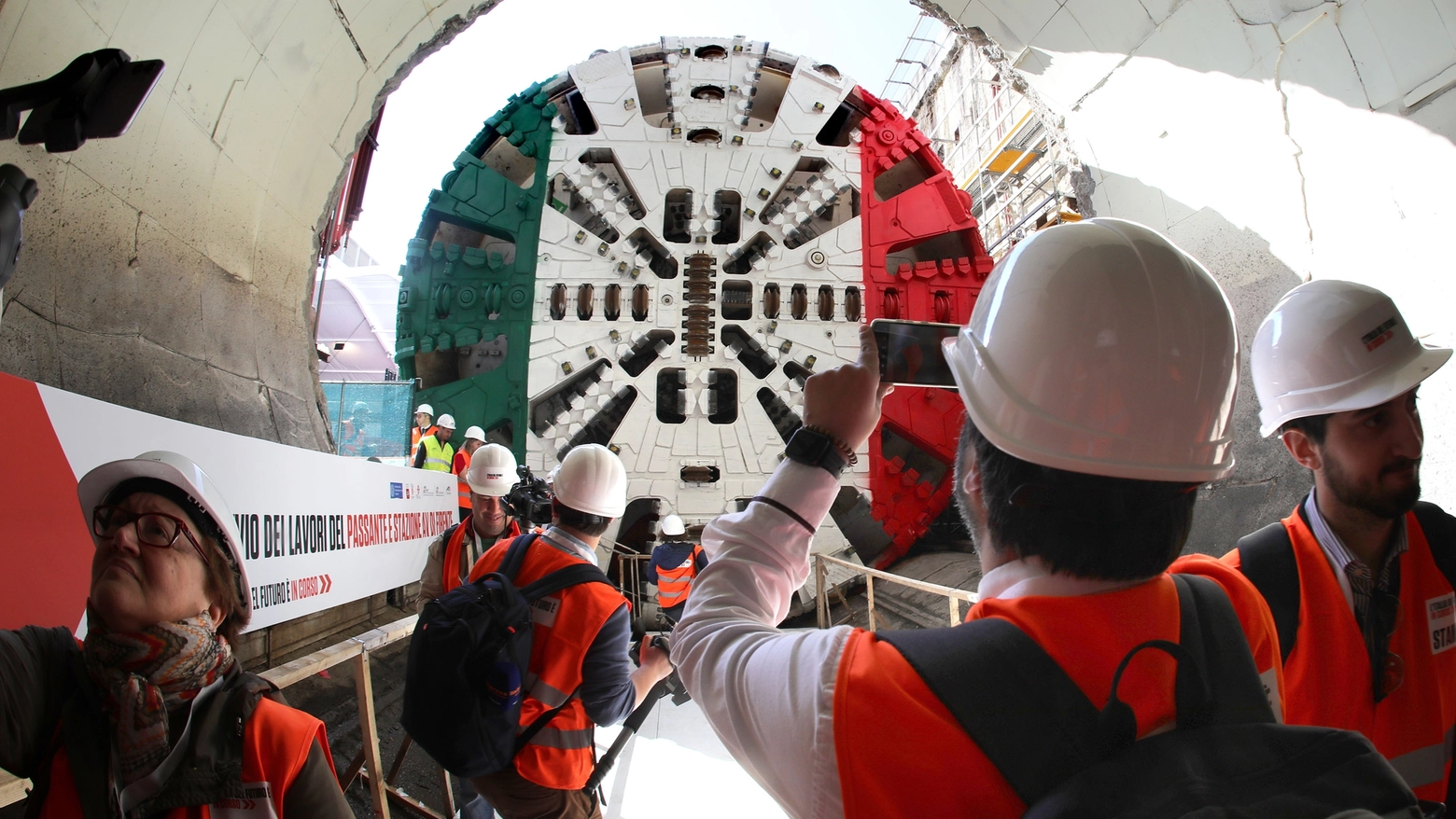 La fresa impiegata per la realizzazione del sottoattraversamento Av a Firenze (Foto Marco Mori/New Press Photo)