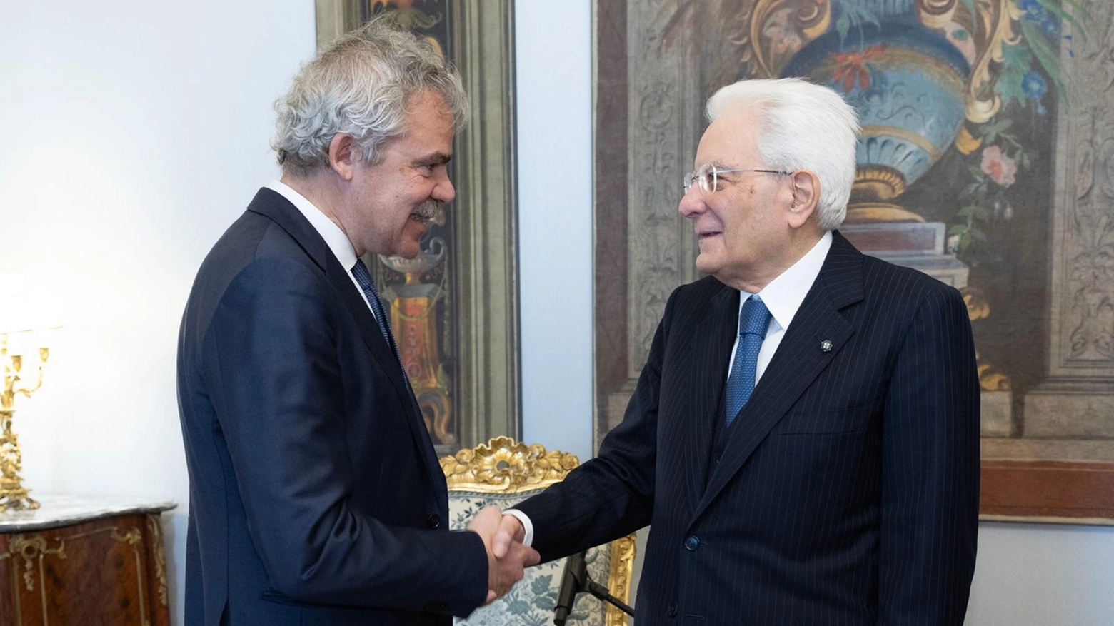 Il presidente della Repubblica Mattarella con il presidente della Camera Bassilichi