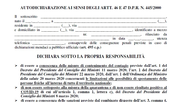 La parte iniziale del modulo