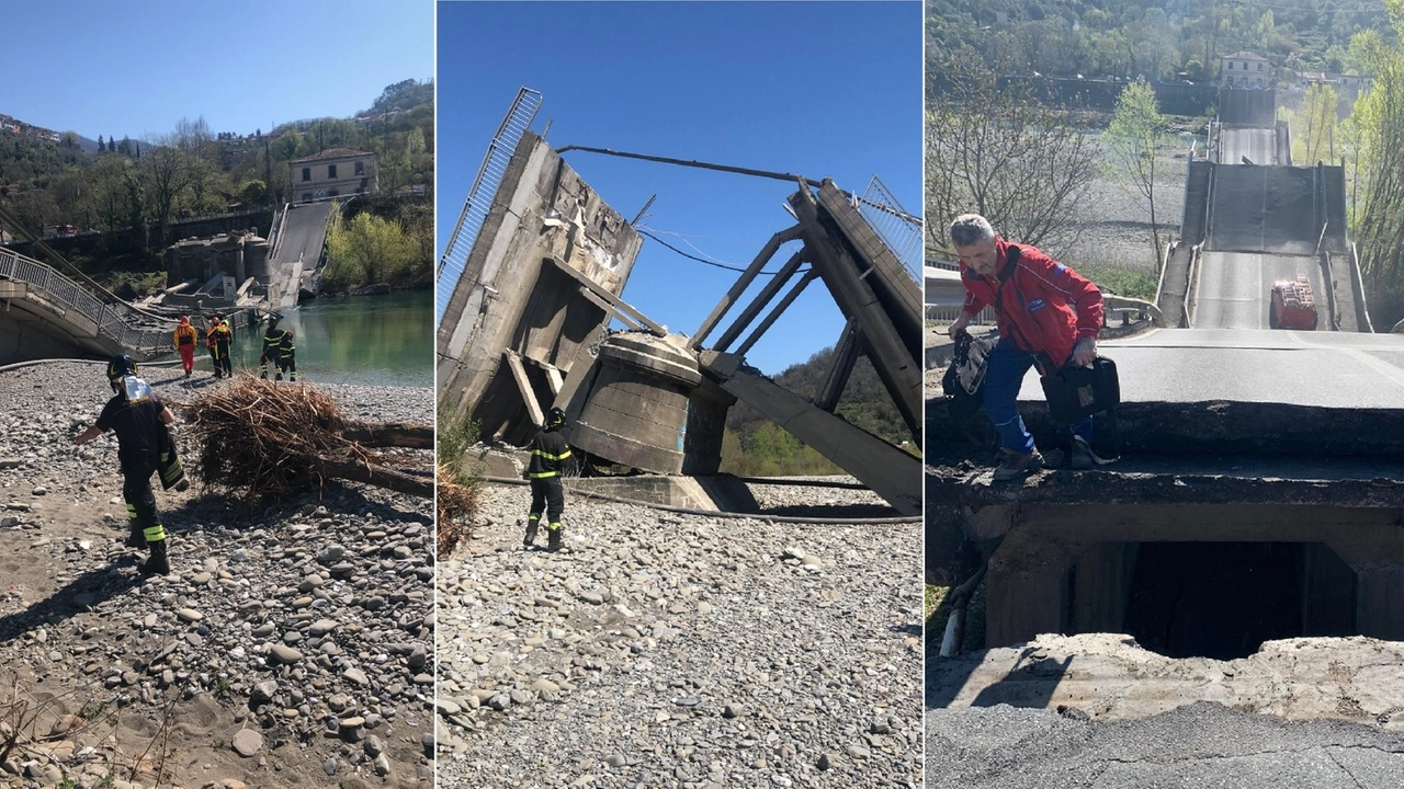 Le immagini del crollo del ponte