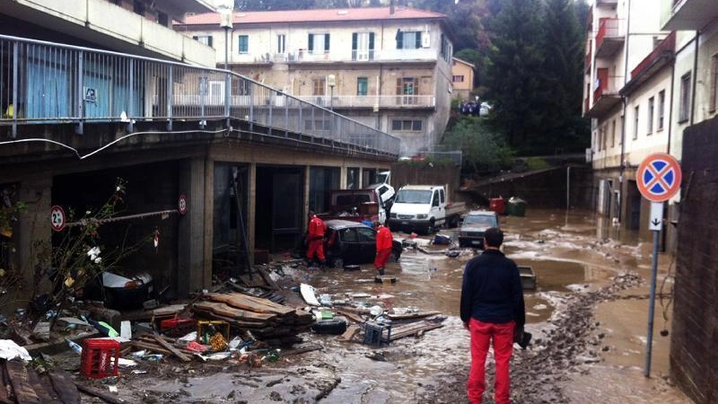 Aulla devastata dall'alluvione (Ansa)