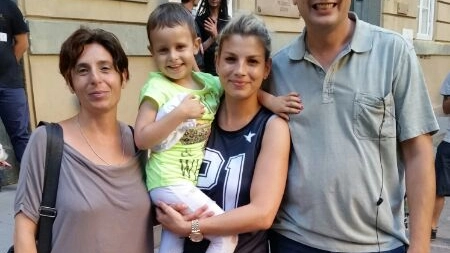 Emma Marrone con Alice e i suoi genitori al Lucca Summer Fest