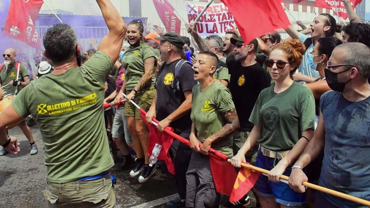 Una protesta dei lavoratori Gkn