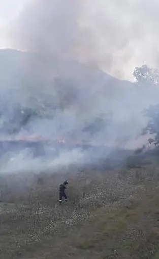 Incendio vicino all’autostrada