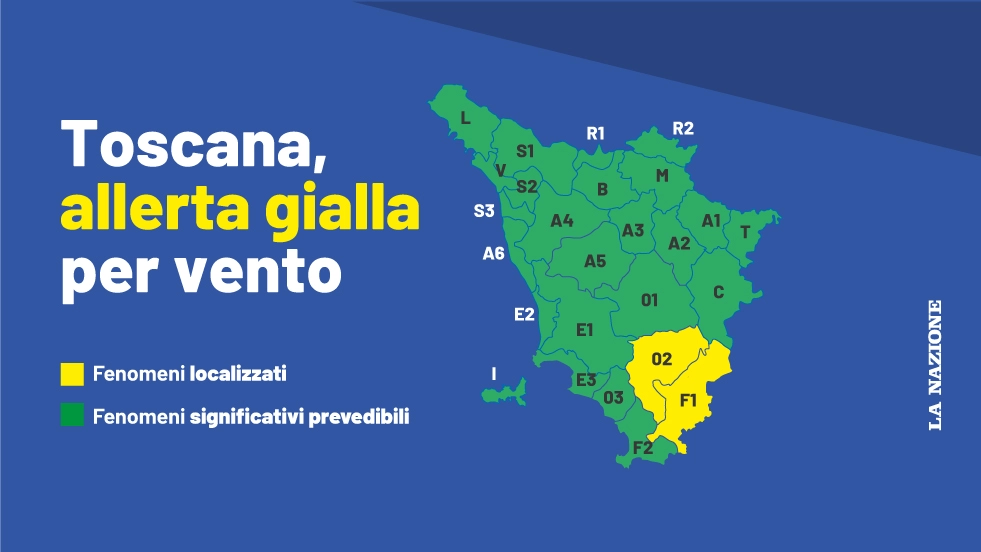 Toscana, allerta gialla per vento forte