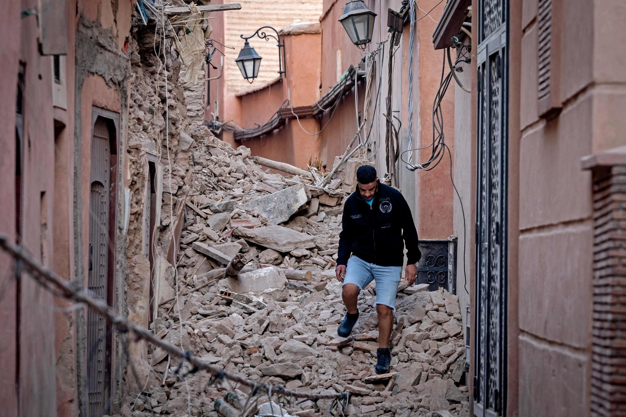 Scene di distruzione a Marrakesh