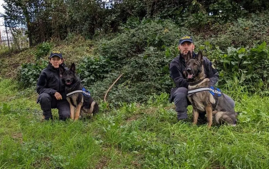 Un chilo e mezzo di droga tra i binari, la scoperta dei cani Fire e Onah