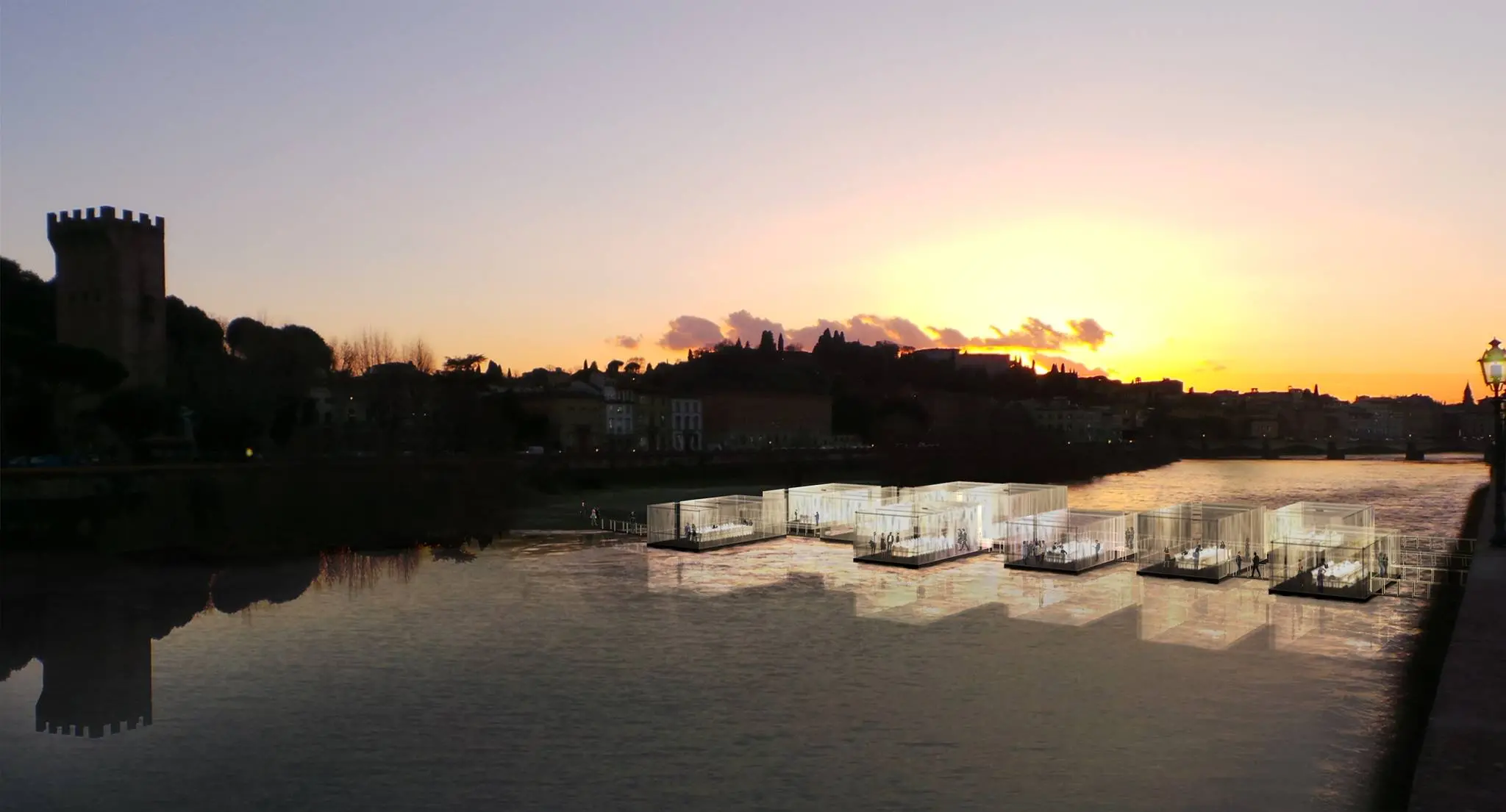 Un nuovo ponte sull'Arno, magia per la cena di gala che apre Pitti