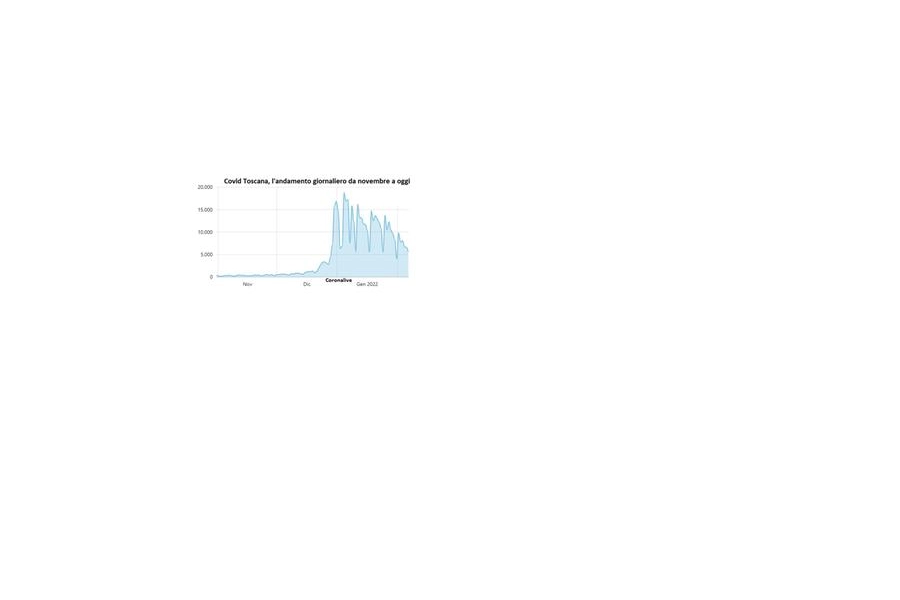 L'andamento giornaliero dei positivi in Toscana da novembre a oggi