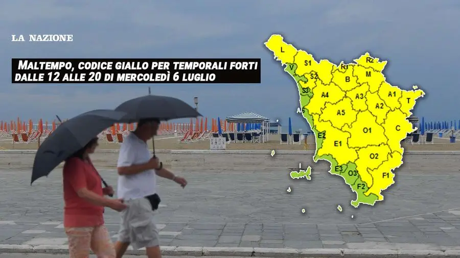 Maltempo Toscana, codice giallo mercoledì 6 luglio: forti temporali e grandine in arrivo