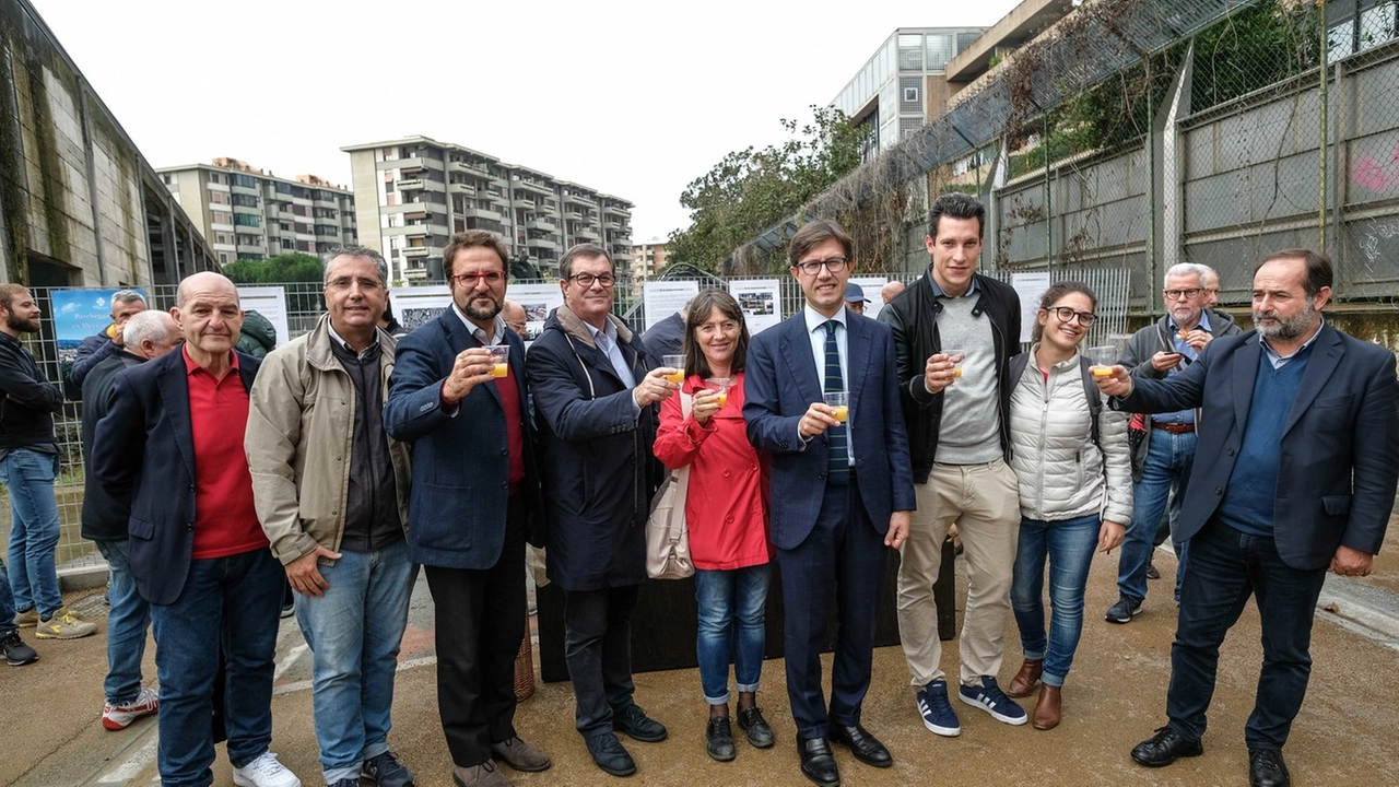 L'inaugurazione del parcheggio (foto Giuseppe Cabras/New Press Photo)