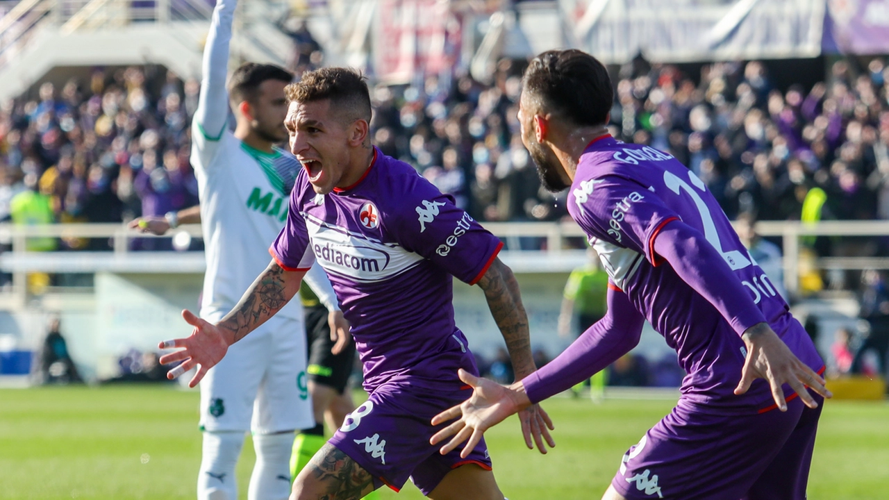 Fiorentina-Sassuolo, Torreira esulta dopo il gol (foto Germogli)