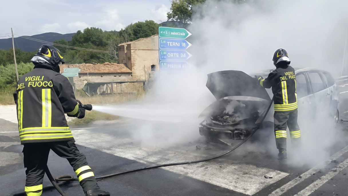 Auto in fiamme a Scandicci, via Codignola: una Citroen Ax si incendia mentre era in transito. Intervento dei vigili del fuoco e della polizia municipale, nessun ferito. Ipotesi di cortocircuito al centro delle indagini.