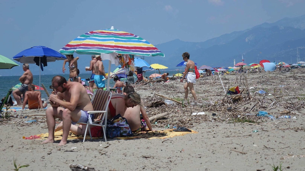 Un cumulo di rifiuti, di sacchetti della spazzatura abbandonati tra la spiaggia libera e gli ombrelloni, le tende e le...