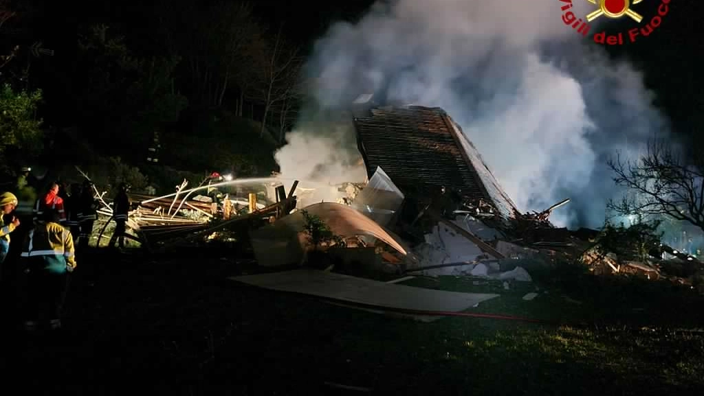 La casa distrutta nell'esplosione (Foto vigili del fuoco)