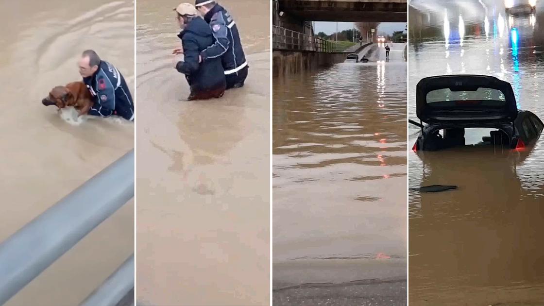 Con l’auto nel sottopasso allagato, momenti di terrore. “Ci siamo tuffati e l’abbiamo salvato”