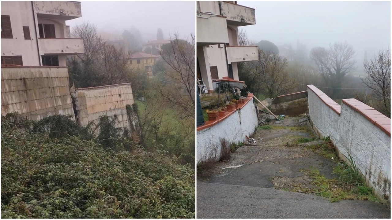 Il cedimento del muro in via dei Mulini a Guardistallo