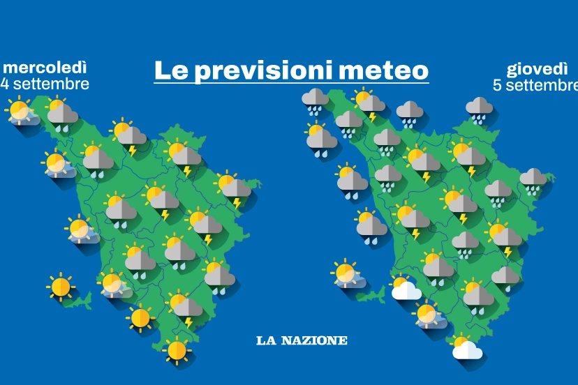 Le previsioni meteo per mercoledì 4 e giovedì 5 settembre. Attese piogge e un abbassamento della temperatura sensibile