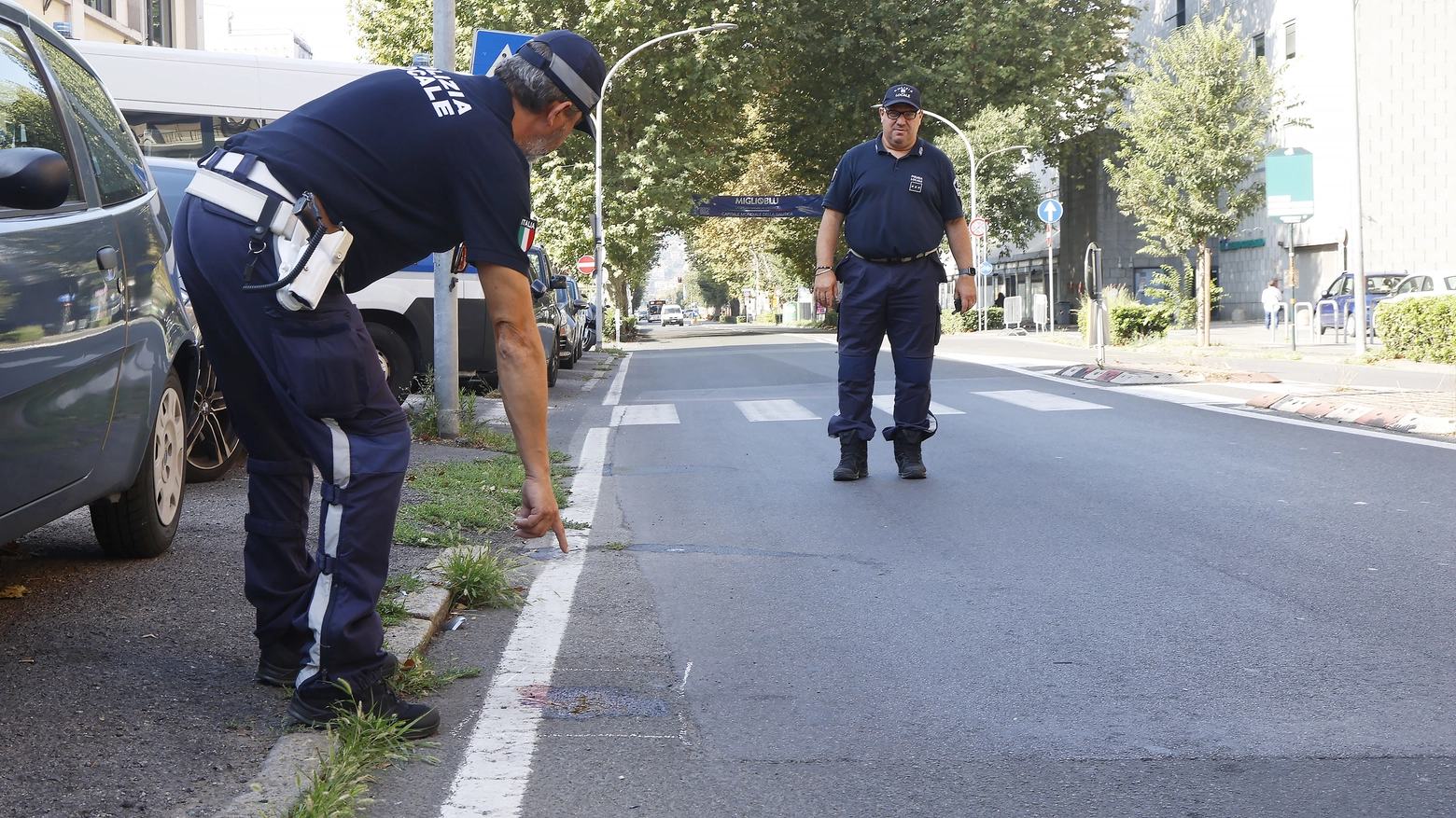 I rilievi dell’incidente effettuati dagli agenti del comando della polizia municipale spezzina