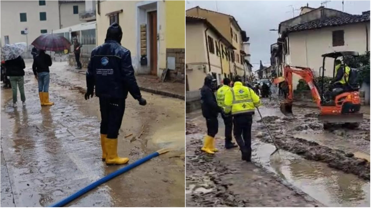 Due momenti dell'intervento di Firenze Costruzioni a Sesto Fiorentino: l'azienda ha messo a disposizione mezzi, personale e attrezzature