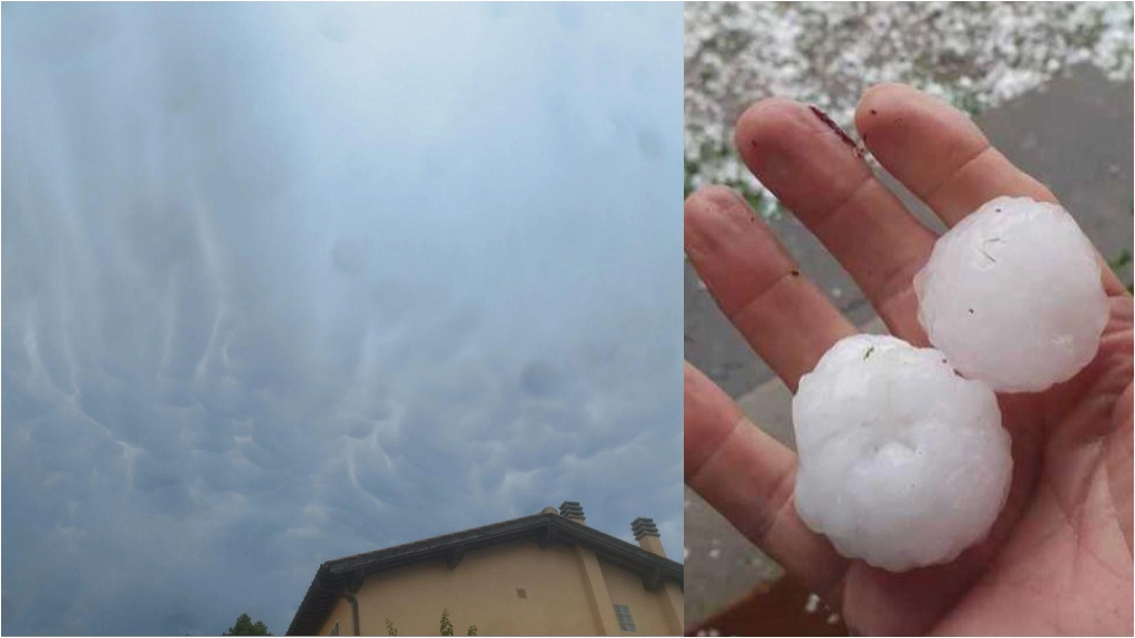 I maxi chicchi di grandine caduti in Garfagnana (Fonte: canale Telegram Meteo Toscana Official)