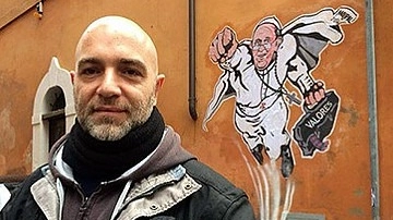 Mauro Pallotta, in arte Maupal, è un artista di fama internazionale ed è il preferito di Papa Francesco, che ha ritratto in varie opere come quella in foto