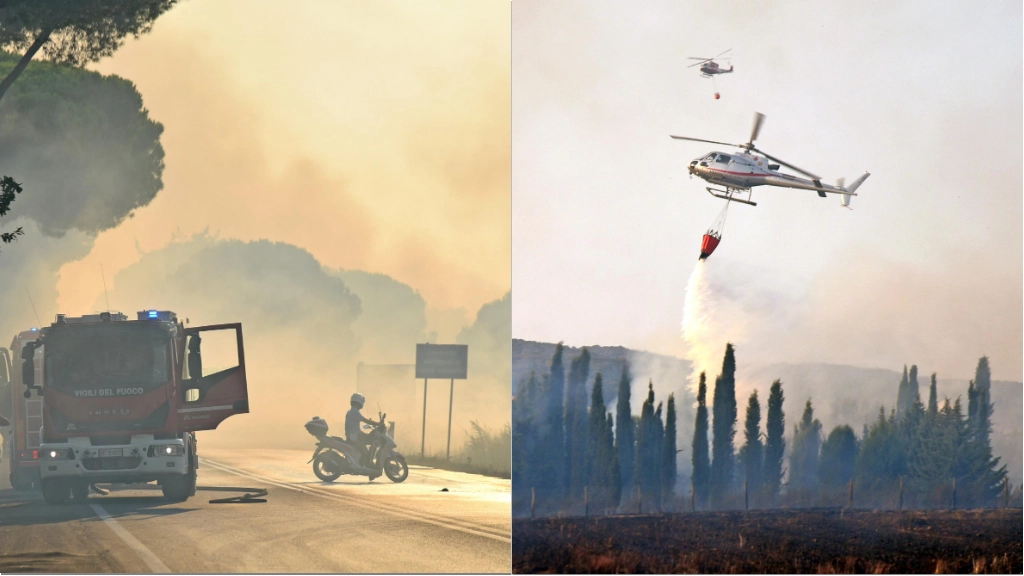 L'incendio a Follonica (Foto Agostini)