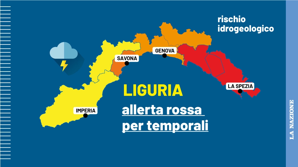 Meteo Liguria, è allerta rossa nello Spezzino: grave peggioramento del tempo